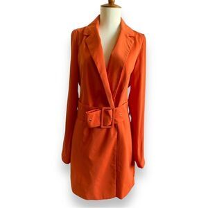 NWT Missguided Belted Blazer Dress Orange Size Women's 8